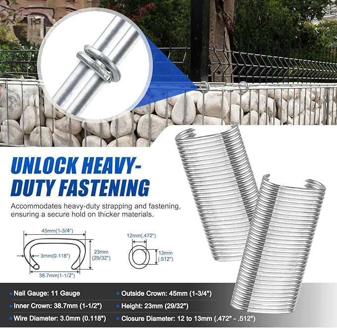 Woodpecker PFC50 11 Gauge 1-3/4'' (45mm) Crown Heavy Duty Pneuamtic Hog Ring Gun with 12mm to 13mm Closure Diameter, Large Snap Ring Pliers Tool for Gabion Cage and Border Fencing