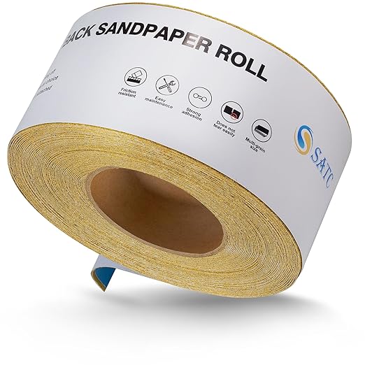 S SATC 100 Grit PSA Longboard Sandpaper 20 Yard Long Continuous Roll, 2-3/4" Wide Self Adhesive Stickyback Sanding Sheets for Automotive, Hand Sanding Blocks,Woodworking, Metal, Plastic