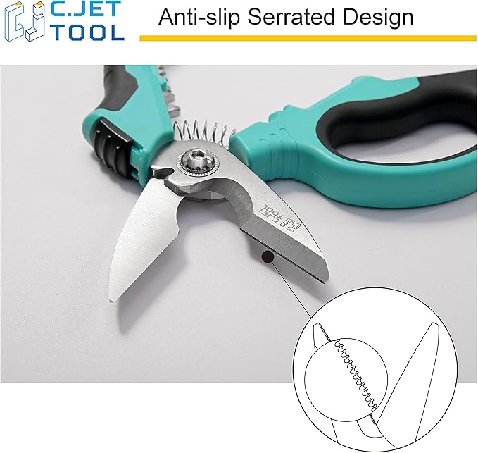 8" Stainless Angle Type Electrician Scissors Heavy Duty Professional for Aluminium Copper Soft Cable