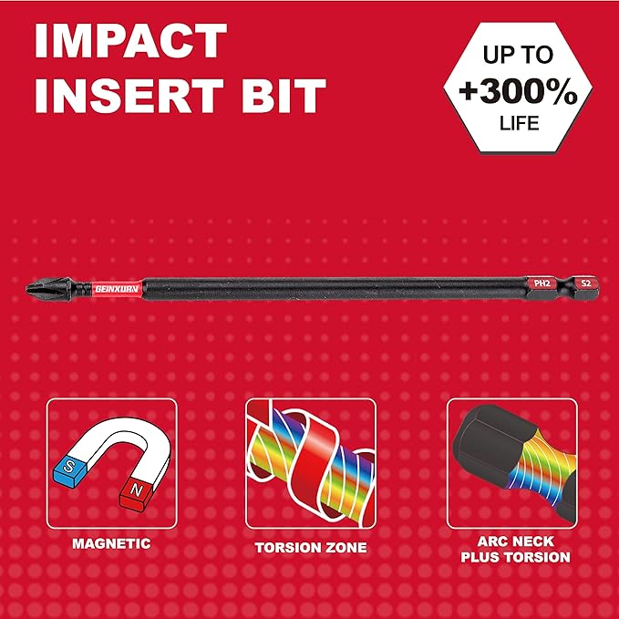 Impact Tough #2 Phillips 6 in. Insert Driver Bits,20Pack Bulk PH2 Screwdriver Bits Set