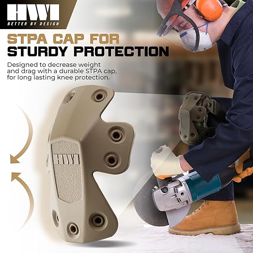 HWI Gear Next Generation Knee Pad for Protection: Combat, Mechanics, Construction, Hunting, Landscaping, Outdoor Survival, Heavy Duty Industrial Grade, Adjustable