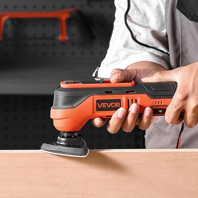 VEVOR Cordless Oscillating Tool, 12V Multitool Oscillating Saw Tool with 6 Variable Speeds 6000-17500 OPM, 3.2째 Oscillation Angle, 2.0Ah Battery Pack & Charger, 8PCS Saw Accessories & LED Work Light