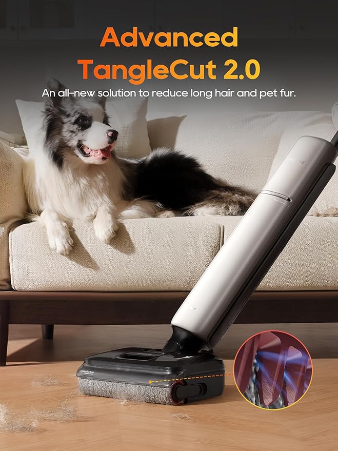 DREAME Aero Pro Cordless Vacuum Mop, Ultra-Slim with Hot Self-Cleaning/Self-Drying, 0 Hair Tangle, 60min Extended Runtime, Wet Dry Vacuum Pick-up & Mop at The Same Time