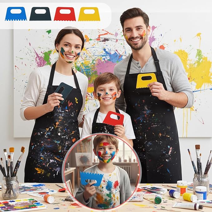 8PCS Plastic Paint Scraper Tool with 3PCS Scrapers, Paint Scrapers DIY Graffiti Oil Painting and Drawing Play Textured Art Supplies Tools for Plaster Arts for Texture Art on Canvas Pottery