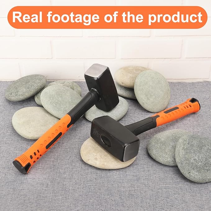 2 Packs 3.3lb Sledgehammer with 9 Inch long Fiberglass Handle, Sledge Hammer, No-Slip Rubber Grip, and Forged Steel Construction,(3.3-Pound Sledge), by GENHAKON