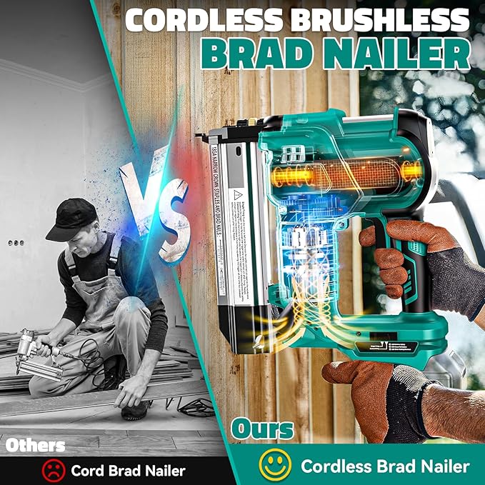 Ecarke 2" Brad Nailer Cordless Stapler Compatible with Makita 18V (No Battery), 2 in 1 Electric Nail Gun/Staple Gun with 18GA Nails/Staples, Battery Power Nail Gun for Trim Wood Crafting Carpentry DIY