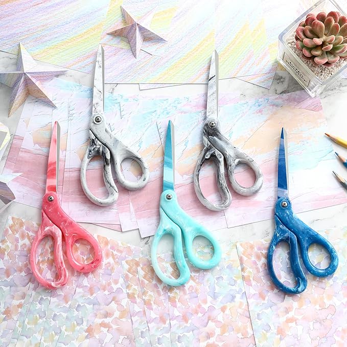 LIVINGO Sharp Scissors All Purpose, 8 Inch, Gradient Green, Stainless Steel, Comfort Grip Shears for Cutting Fabric, Paper, Ribbon in Office or Home