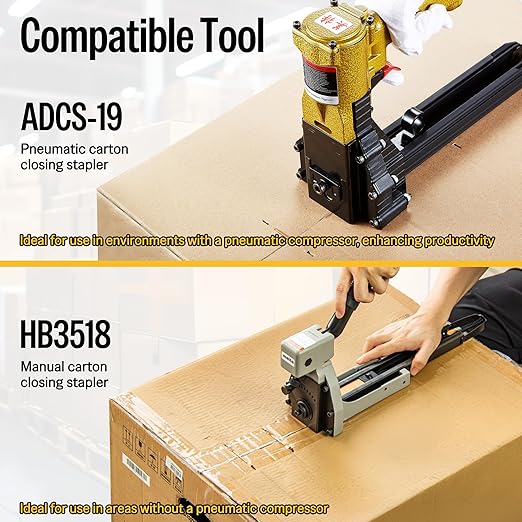 meite Carton Closing Staples 16 Gauge 1-3/8" Wide Crown 5/8" Leg Copper-Coated Carton Staples for Pneumatic or Manual Box Stapler Gun - Cardboard Closer Packaging (4,000PCS)
