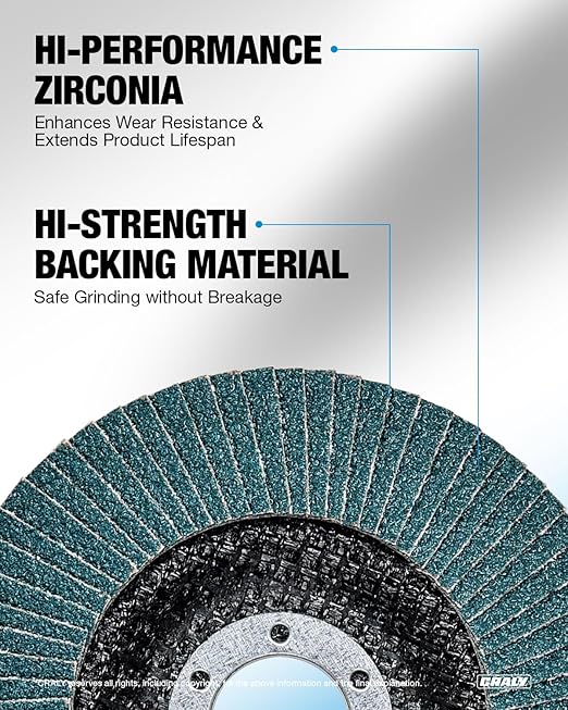 CRALY 4-1/2 Inch Flap Disc, 7/8 in Arbor, 40 Grit, Type 29 Premium Zirconia Sanding Disc for Angle Grinder, Hi-Performance Abrasive Grinding Wheel for Stainless Steel, Metal Sanding & Finishing, 10PC