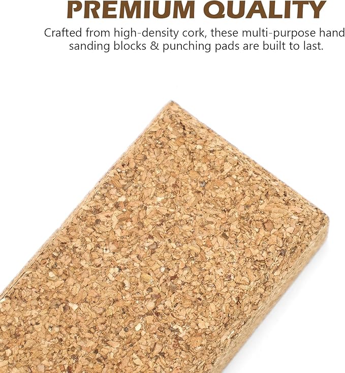 SCOTTCHEN Cork Sanding Block, Cork Punching Pad,Cork Sewing Block, 4-1/4" x 2-3/8" x 1-3/16", Hand Sanding Tool for Woodworking, Furniture Repair, Leather Craft - 8 Pack