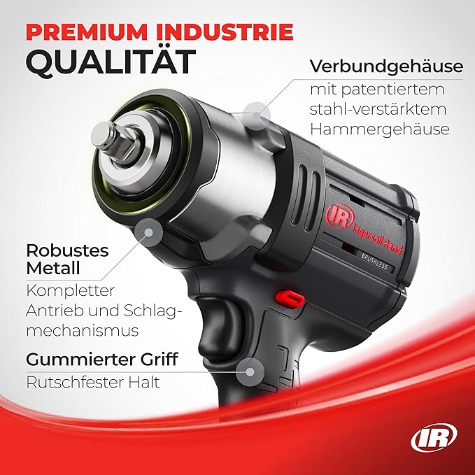 Ingersoll Rand Model W7172 3/4" 20V Cordless Impact Wrench, 1500 ft-lb Torque, Friction Ring and Thru-hole Retainer, Pistol, Bare Tool