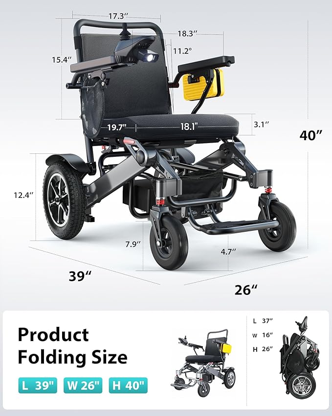 Goldseason 30 Mi Electric Wheelchairs for Adults & Seniors, 500W All Terrain Heavy Duty Mobility Wheelchair, 400 lbs Lightweight Foldable Power Motorized Wheelchair