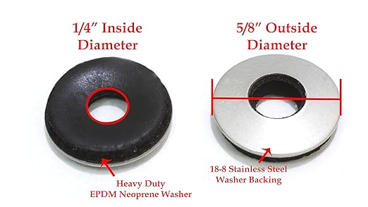 Bolt Dropper 1/4" x 5/8" Stainless Steel EPDM Bonded Sealing Washers (100 Pack), 1" OD Neoprene Backed Corrosion Resistant Load Distribution Water Tight Seal by Bolt Dropper