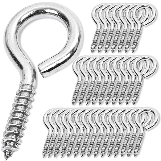 40PCS 2.5 inches Screw Eyes M6 304 Stainless Steel Eye Screws, Heavy Duty Screw, Eye Hooks Screw Eye Bolts Eye Hooks Screw, Indoor & Outdoor Uses (40, M6-2.5inch)