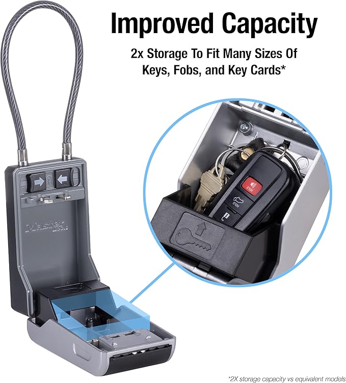 Master Lock High Capacity Key Lockbox, Combination Dial, Removable Cable
