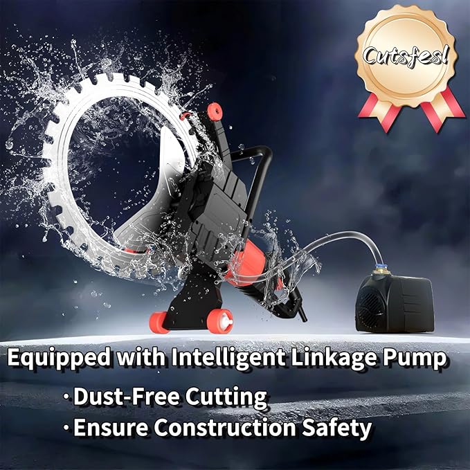 Ring Concrete Cutter Saw, Concrete Saw 20 Inch, 110V Pure Copper Motor with an Intelligent Water Pump for Reinforced Concrete, Ceramic Tiles, Red Brick Walls(110V,Depth of Cut 15.74inch)