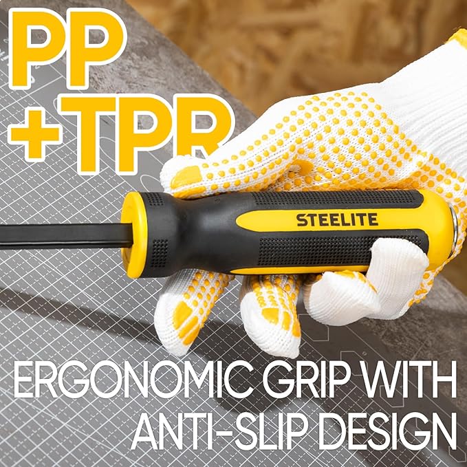 STEELITE Pry Bar Set, 8",12",18",24", Heavy Duty Pry Bar 4-Piece Mechanic Hand Tools with Thicker Strike Cap Ergonomic Handle