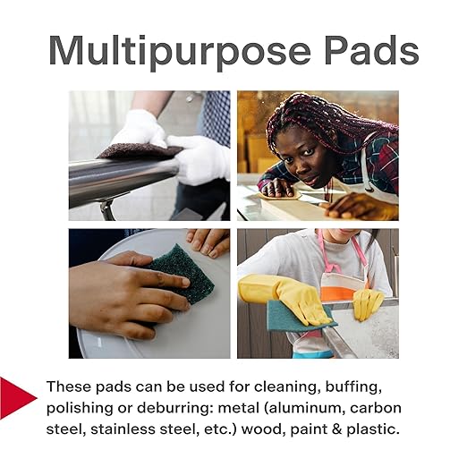 VSM 10-Pack: 6" x 9", White - Fine, Non-Woven Hand Pad, Rust and Oxidation Resistant, Multipurpose Abrasive Scrub Pad for Finishing and Cleaning