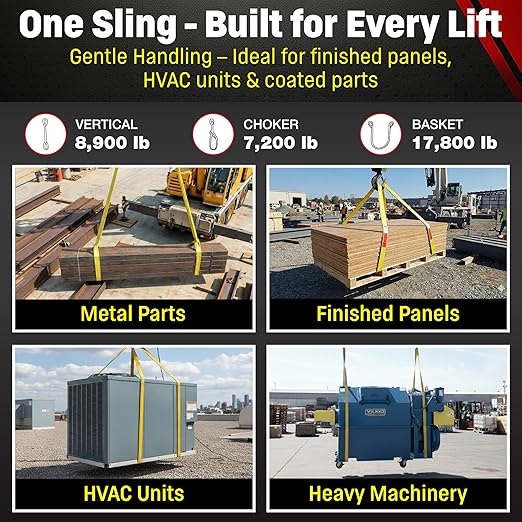 DD Sling 3 Inch x 12 Foot Nylon Lifting Sling – USA Made, 8,900 lb Vertical, 7,200 lb Choker, 17,800 lb Basket – 2-Ply Heavy Duty 900 Webbing, Type 4 Twisted Eye & Eye Rigging Sling
