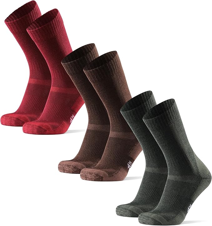 DANISH ENDURANCE Merino Wool Hiking Crew Socks for Men & Women, Cushioned Anti-Blister, Breathable - 3 Pairs
