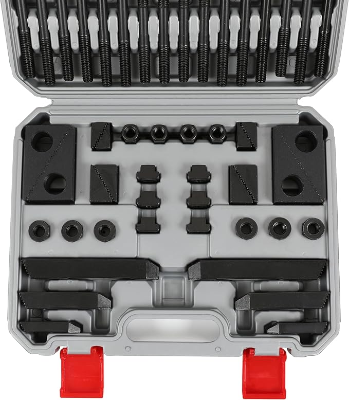 HFS(R) 58 Pcs 1/2" T-Slot 3/8"-16 Stud Hold Down Clamp Clamping Set Kit Bridgeport Mill for Bridgeport Mill