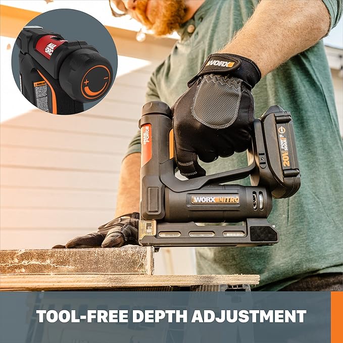 Worx Nitro 20V Power Share 3/8??Cordless Crown Stapler with Air Impact Technology - WX843L.9 (Tool Only)