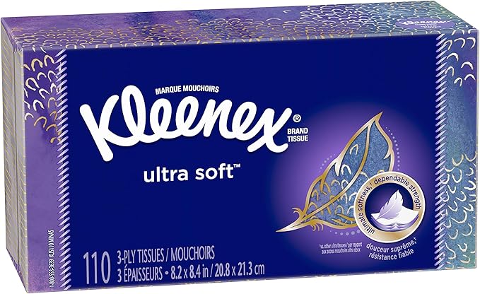 Kleenex Ultra Soft Facial Tissues, 1 Flat Box, 110 Tissues