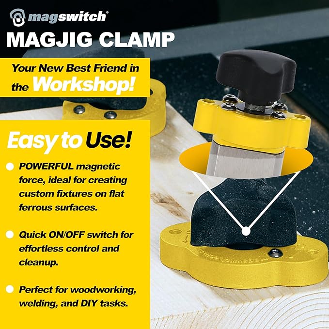 Magswitch MagJig 95 Magnetic Clamp, Set of 2 Woodworking and Welding Magnet Clamp Holder, 95 lb Holding Force, Powerful Magnets Heavy Duty On Off Magnet Switch Tools