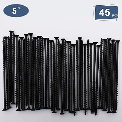 45pcs #10 횞 5 inch High Hardness Drywall Screws, Black, Coarse Thread, Phillips Drive, Bugle Head, Black Wood Screws, Long Screws, Wood and More