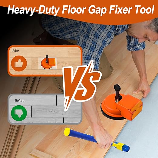 Floor Gap Fixer Tools with Suction Cup, Rubber Mallet Hammer, 6 PCS Sticky Pad, Floor Repair Suction Plank Grabber for Closing Gaps in Laminate Floors, Vinyl Plank, Hardwood, Tile