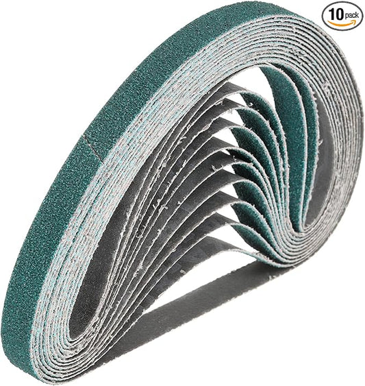 HARFINGTON 1/2 x 18 Inch Sanding Belts, 10 Pcs 80 Grit Zirconia Abrasive Belt Sander File Belt for Woodworking, Metal Polishing, Knife Sharpener