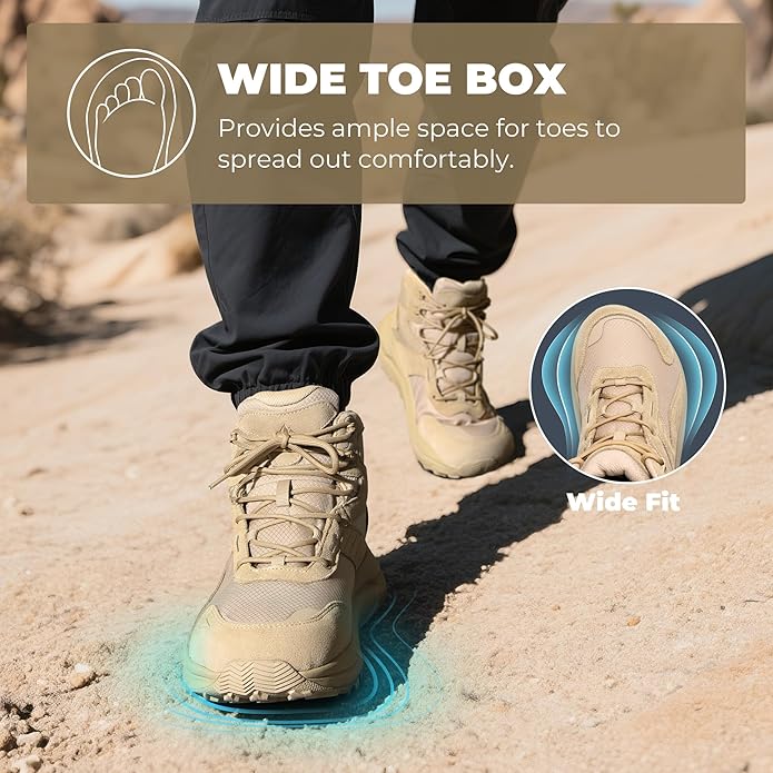 NORTIV 8 Men's Wide Toe Box Hiking Boots Low Drop Waterproof Outdoor Trekking Camping Winter Snow Shoes Katahdin