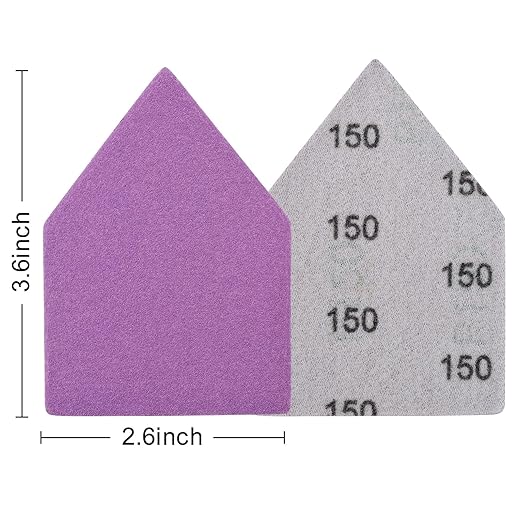 150 Grit Sandpaper 50PCS, 90mm x 65mm Triangle Sanding Sheets, Fits Milwaukee M12 Fuel Sander, Hook & Loop Detail Sander Pads, Ceramic Alumina Abrasive Sand Paper for Wood Finishing, Detail Sanding