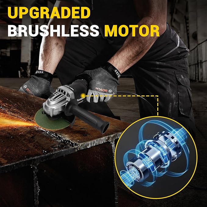 Cordless Angle Grinder for Dewalt 20V Battery, 10000 RPM Brushless Grinder 4-1/2", 3 Variable Speed Power Grinder for Cutting, Griding, Polishing (No Battery)