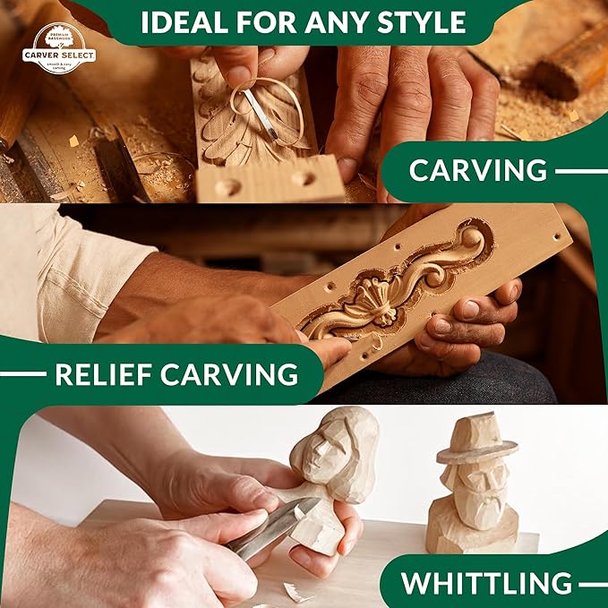 Basswood Carving Blocks Set of 16 ??Wood Carving Kit with Premium Bass Blocks ??for Crafts & Whittling ??Ideal for Beginners & Professionals