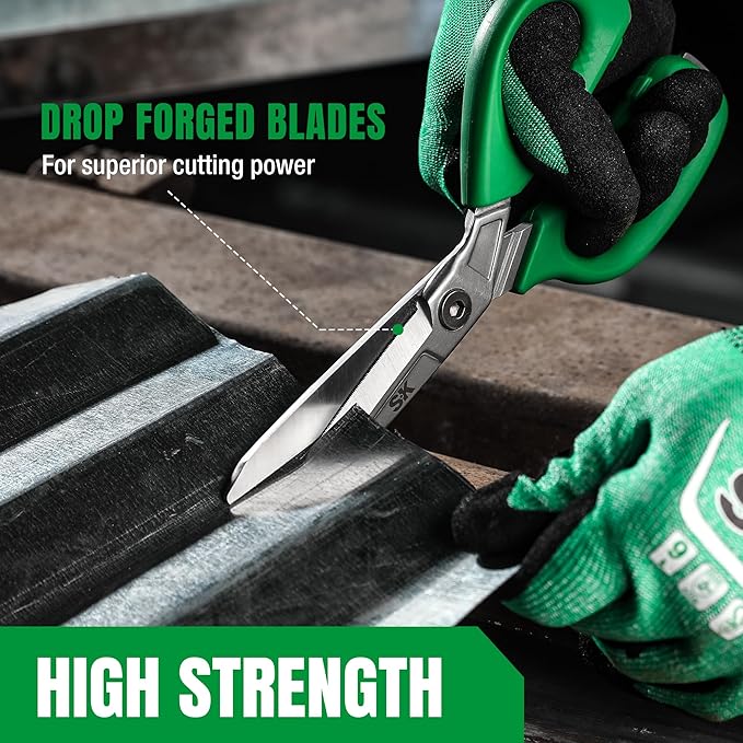 SK 9" Heavy Duty Scissors, All Purpose Shears, Premium CR-V Steel Construction, One Piece Drop Forged Blades, Ergonomic Handle for Comfortable Grip