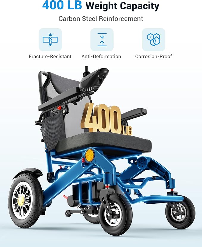 Goldseason 30 Mi Foldable Electric Wheelchairs for Adults & Seniors ??Lightweight All-Terrain Travel Motorized Wheelchair, Supports 400 lbs, 500W Power Wheelchairs with 13" Off-Road Tires, Gray