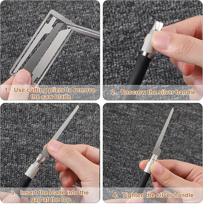 Mini Hand Saw Model Craft Blade Tools Razor Set 2 Handles with 12 Craft Blade Model Tool Hobby for Cutting Parts