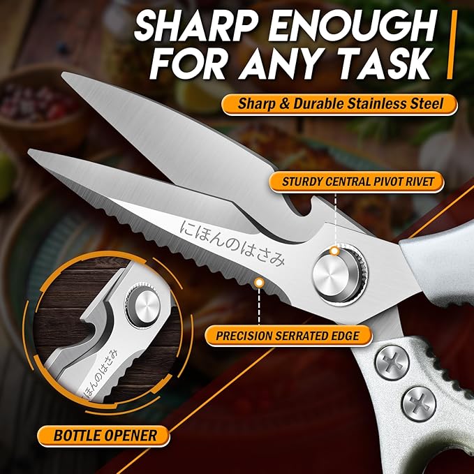 TIJERAS Kitchen Scissors Set Gold - Stainless Steel Kitchen Shear, Sharp Meat Scissors, Heavy Duty Poultry Shears, Japanese Cooking Scissor for Food, Chicken, and Turkey, Christmas Gifts for Men Women