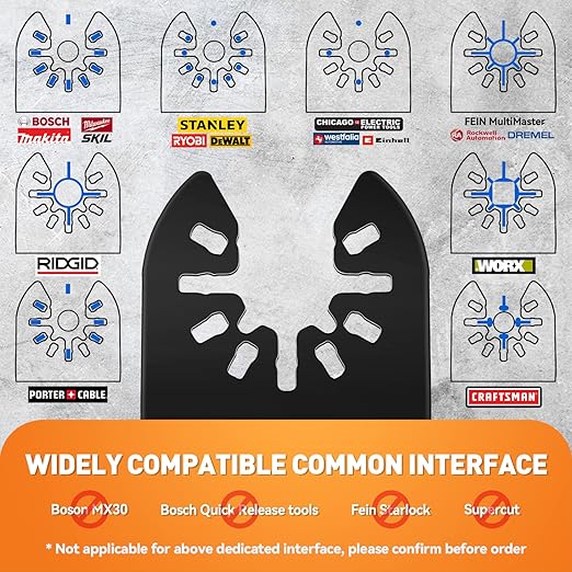 FORCA Universal Oscillating Saw Blades 52 pcs Fine Tooth Multi Tool Blades Kit for Quick Cutting, 1-3/4??Multitool Blades with High Carbon Material for Wood, Compatible with 95% Oscillating Tools Mod