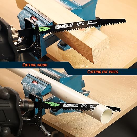 12-Inch Wood Pruning Reciprocating Saw Blades 12-Piece, 5TPI, Sawzall Blades Wood, CR-V Steel Universal Saw Blades Set with Storage Box
