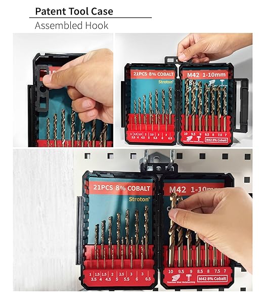 STROTON Metric M42 8% Cobalt Drill Bits Set for Stainless Steel and Hardened Steel (1-10mm (21PCS) M42)