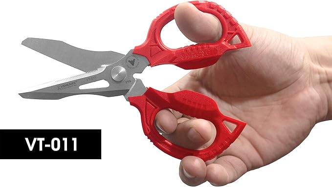 VAMPLIERS 6.3" Compact Heavy Duty Electrician Scissors. Made in Japan. 4-in-1 Multipurpose Blades.
