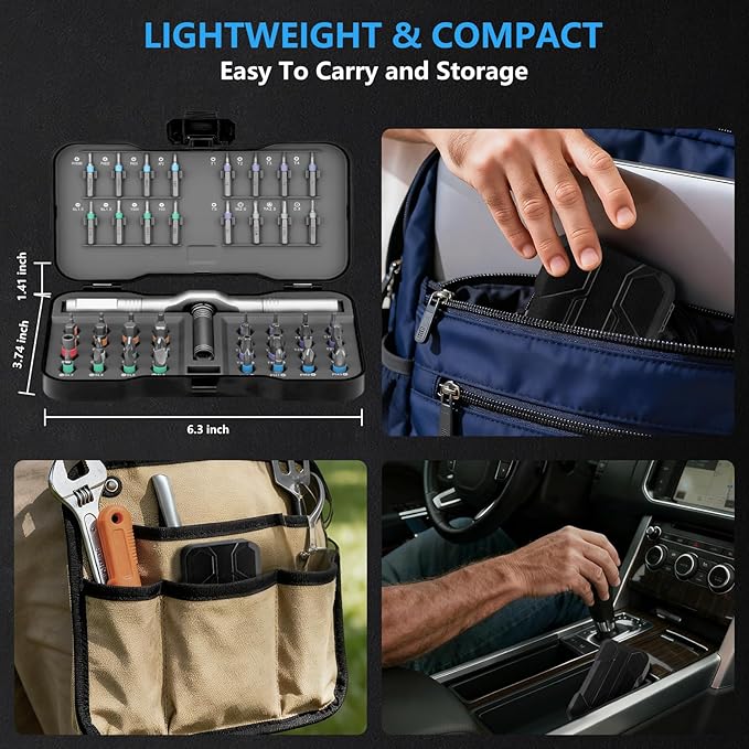Magnetic Screwdriver Set,50 In 1 Ratchet Screwdriver Kit,Precision Screw Drive Torx Bit with Handle,Multi Tool Gift for Glasses Repair,Watch,Tech Lovers,Bike,Electronics,Home,Phone,Computer,Laptop,Diy
