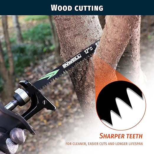 12-Inch Wood Pruning Reciprocating Saw Blades 6-Piece, 5TPI, Sawzall Blades Wood, CR-V Steel Universal Saw Blades Set with Storage Box