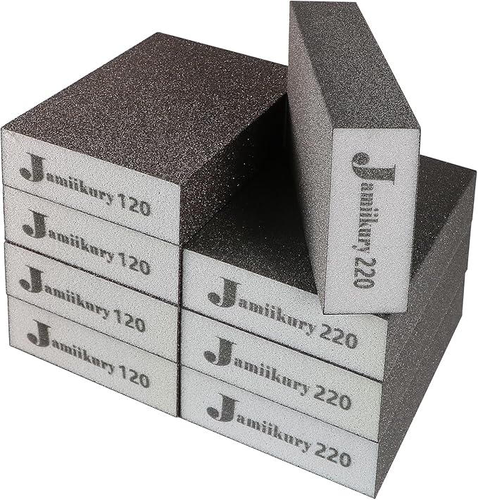 8pcs Sanding Blocks Assortment Kit, Sponge Sand Block Washable and Reusable, Wet & Dry Sandpaper Block for Wood Metal Drywall and Furniture Paint - 120/220 Grit