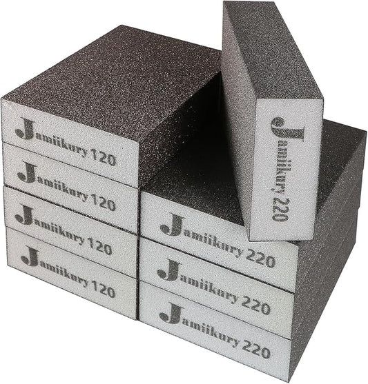 8pcs Sanding Blocks Assortment Kit, Sponge Sand Block Washable and Reusable, Wet & Dry Sandpaper Block for Wood Metal Drywall and Furniture Paint - 120/220 Grit