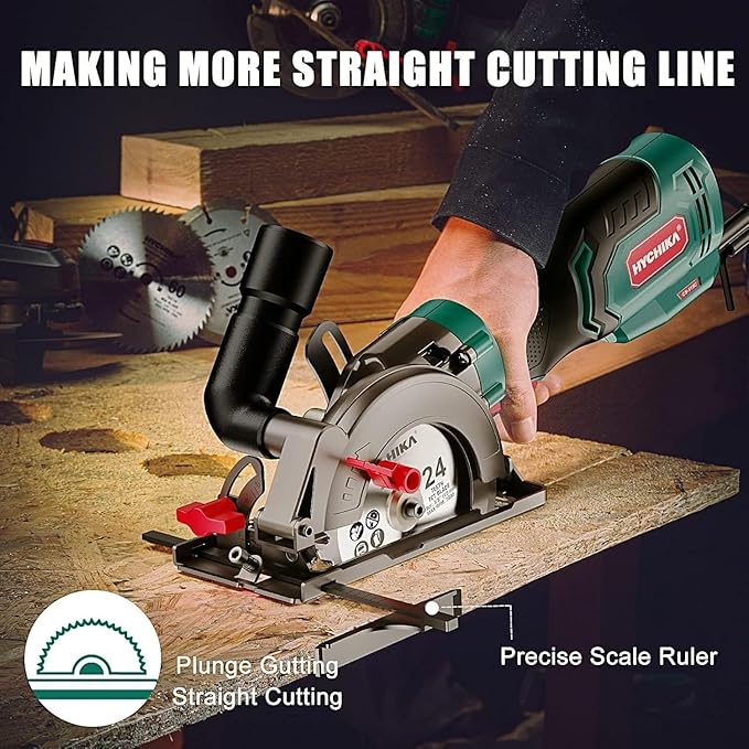 HYCHIKA 6.2A Mini Circular Saw with 3 Blades, Laser Level 360° Self Leveling with Tripod, 2-Tool Power Tool Combo Kit