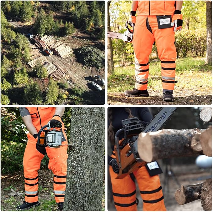 Technical Wrap Chainsaw Chaps by UL Class A 8 Layers Chainsaw Pants Apron Style Orange