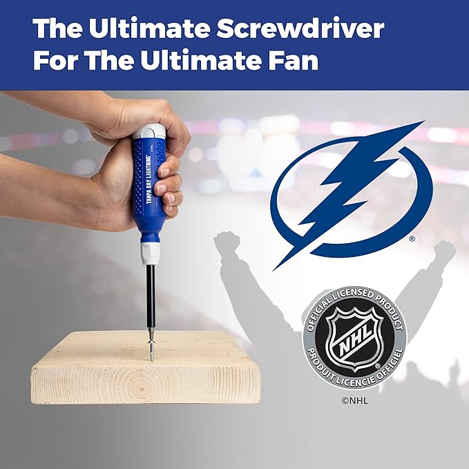 MEGAPRO짰 NHL짰 Team Edition Multi-bit Screwdriver | Officially Licensed NHL짰 Gear | Durable, Ergonomic, Pro-Grade Screwdriver (Tampa Bay Lightning짰)